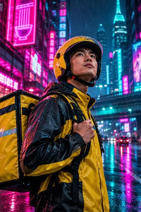 外卖小哥的逆袭人生短剧封面，轻喜题材，80集